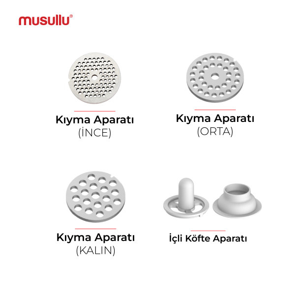Musullu Et Kıyma, İçli Köfte, Salça, Sosis, Sucuk Makinesi 1800W