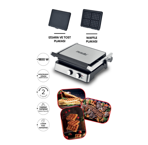 Musullu Izgara Tost Waffle Makinesi MSL-2037